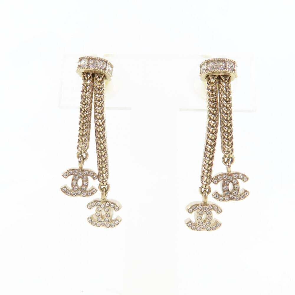 Chanel Cc Logo Earrings Metal Gold-Tone #250122C10B